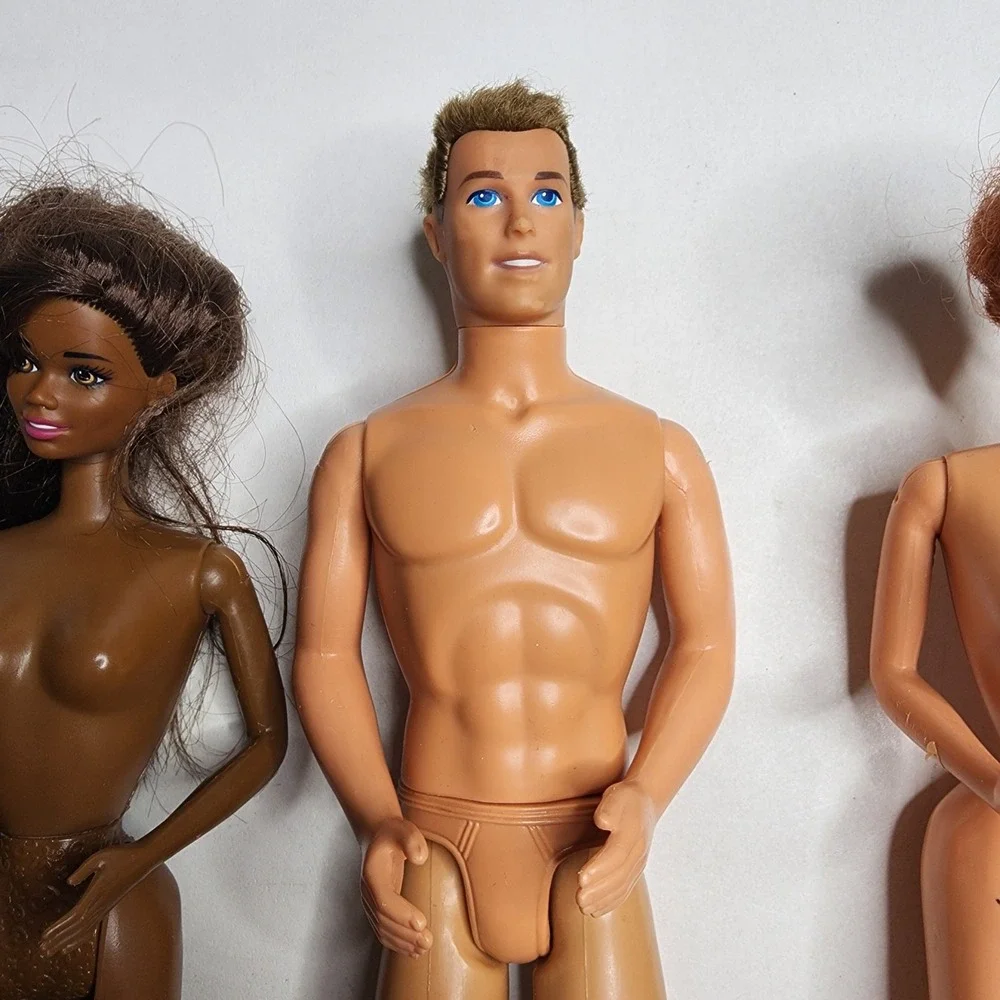 Vintage‎ 1980s Lot of 3 Barbies Ken Black African American Red Real Hair